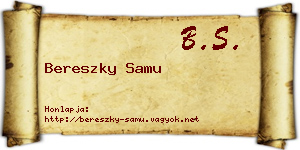 Bereszky Samu névjegykártya